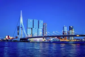 Cable: Erasmus Bridge (Erasmusbrug) and Rotterdam skyline