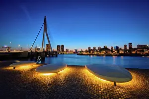 Cable: Erasmus Bridge (Erasmusbrug) and Rotterdam skyline