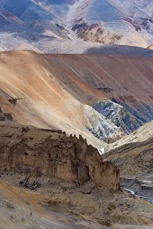 Ladakh: Eroded formation of mountain, Himalayas