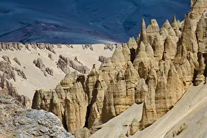 Ladakh: Eroded formation of mountain, Himalayas