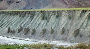 Ladakh: Eroded formation of mountain, Himalayas