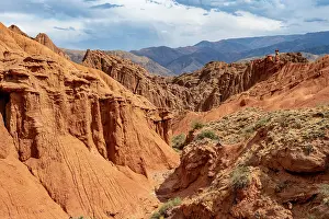 Kyrgyzstan: Eroded mountain landscape with sandstone cliffs