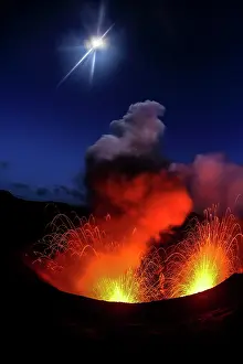 Eruption: Eruption, volcanic eruption, twilight, Yasur volcano