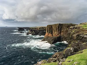Shows: Eshaness peninsula, shows a cross section