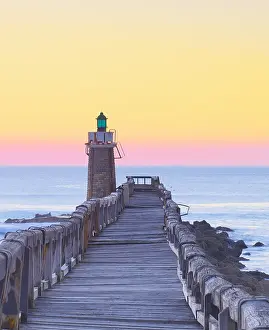 Pier: Estacade, wooden pier and lighthouse at Capbreton
