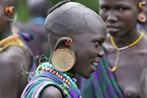 Spectator: Ethiopia - surma girl spectator during the Ceremony