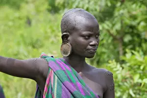 Spectator: Ethiopia - surma girl spectator during the Ceremony