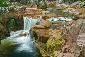 Etive: Etive river cascades - water flowing over red rocks