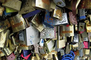 Metal: Europe, France, Paris. Love-locks on the