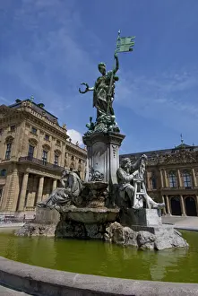 Fountain: Europe, Germany, Wurzburg, Bishop's Residence