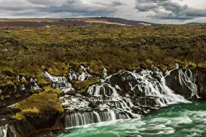 Hraunfossar: Europe, Iceland, Hraunfossar. Waterfalls