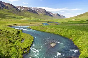 Loeken: Europe, Iceland, scenic landscape of river