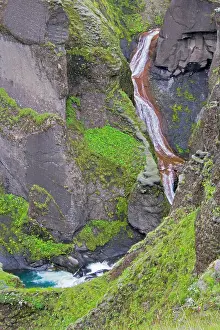 Loeken: Europe; Iceland; scenic landscape of waterfall