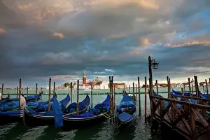 Nautical: Europe, Italy, Venice. Gondolas tied up