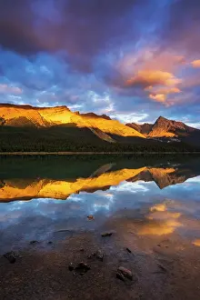 Russ: Evening light on Maligne Lake and Sampson Peak