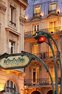 Paris: Evening at the Metro stop Saint Michel in