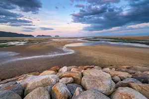Tasman: Evening mood at low tide, sand formations on the