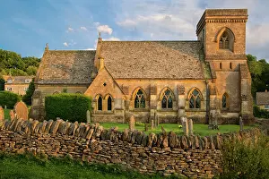 Cotswolds: Evening sunlight on St Barnabas Church, Snowshill
