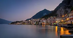 Lakeside: Evening view of Limone along the shores
