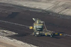 Mining: Excavator at work at Nochten opencast mine - mining