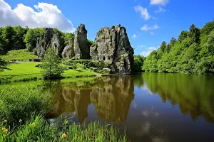 Teutoburg: Externsteine, sandstone rock formation in the Teutoburg