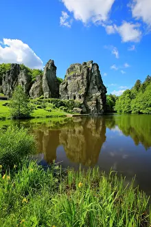 Teutoburg: Externsteine, sandstone rock formation in the Teutoburg