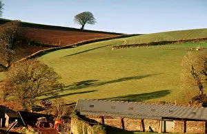 Anthony Harrison: FARMING - Farm landscape with tractor and muckspreader