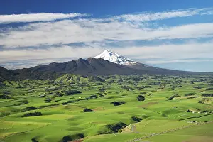 Rolling: Farmland near Okato, and Mt Taranaki / Mt