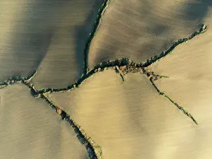 Track: Farmland with tractor wheel ruts and streams with