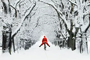 Bikes: Father Christmas - on a bicycle - in snow covered