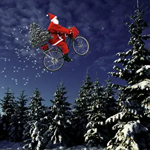Bikes: Father Christmas - flying through winter landscape