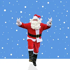 13691: Father Christmas / Santa Claus in illustrated snow scene