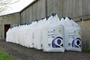 Fertiliser: Fertiliser - stack of large white bags of farm