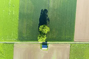 Foothills: Field path through cultural landscape from above