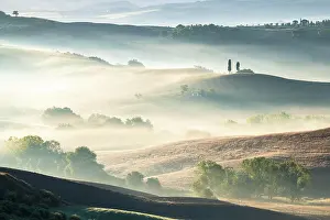 Quirico: Fields and hilly landscape in morning mood, Val