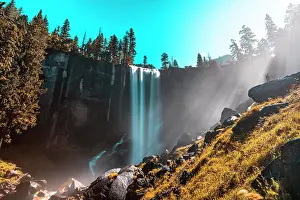 Rays: First rays of dawn at Vernal Falls of Yosemite N