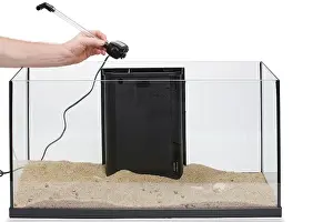 Tanks: Fish Tank - being set up - installing pump