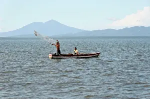 Fishermen: Fishermen in a boat at San Jorge, Lake Nicaragua