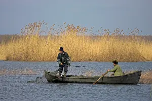 Fishermen: Fishermen bring in their harvest of fish