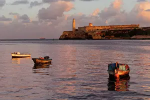 Havana: Fishing boats and El Morro Lighthouse, Havana