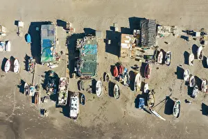 Fishermen: Fishing boats and fishermen cottages at the beach