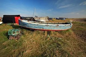 Lindisfarne: Fishing Boats and Lobster Traps - on Lindisfarne beach