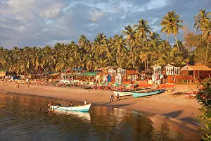 Destinations: Fishing boats on Palolem Beach, Goa, India, Asia