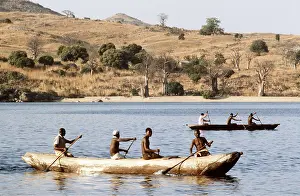 Malawi: Fishing in dugouts on Lake Malawi, Africa