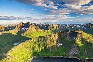 Finnmark: Fjord and mountains, view of Breidtinden peak, S