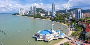 Mosque: The Floating Mosque Aerial Panorama on Penang Is
