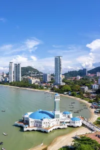 Orthographic: The Floating Mosque Aerial View on Penang Island