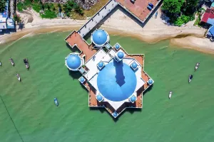 Mosque: The Floating Mosque Aerial View on Penang Island