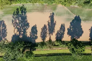 Floodplain: Flooded meadow next to the Isar river during high