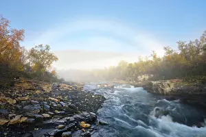 Norrbotten: Fog arch over the Abiskojakka River, Abisko Canyon